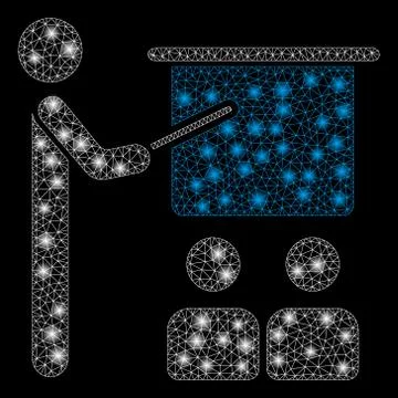 Glowing Mesh 2D Lecture with Flash Spots Stockillustratie