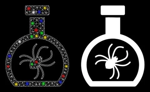 Glowing Mesh 2D Parasite Container Retort Icon with Light Spots Stock Illustration