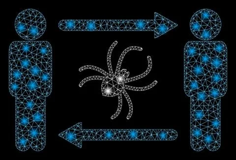 Glowing Mesh 2D Persons Exchange Parasite with Flash Spots Stock-Illustration