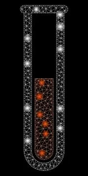 Glowing Mesh 2D Red Liquid Test Tube with Light Spots Stock Illustration