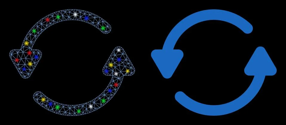 Glowing Mesh 2D Update Icon with Flash Spots Stock Illustration