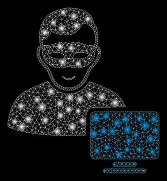 Glowing Mesh Carcass Computer Hacker with Light Spots Stock Illustration