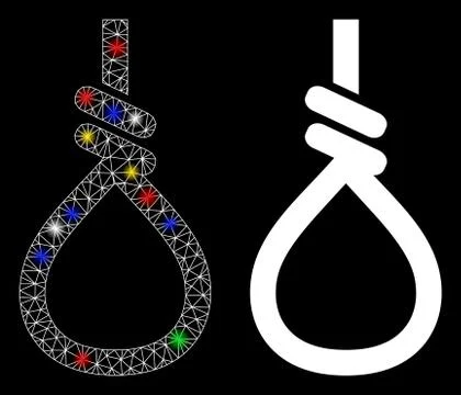 Glowing Mesh Carcass Loop Knot Icon with Light Spots Stock Illustration