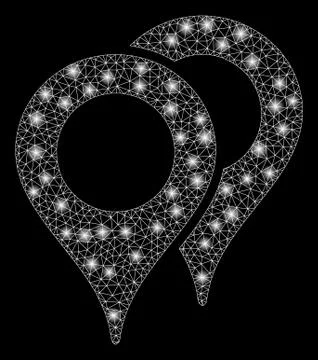 Glowing Mesh Carcass Map Pointers with Flash Spots 스톡 일러스트