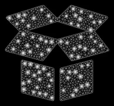 Glowing Mesh Carcass Open Box with Flare Spots イラスト素材