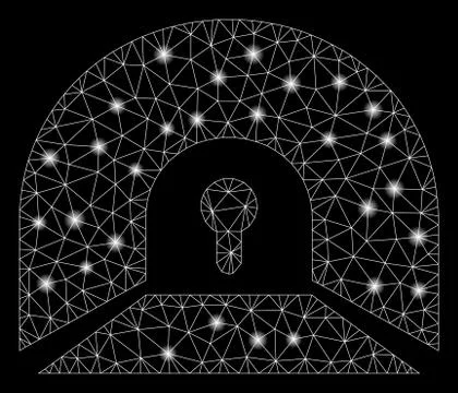 Glowing Mesh Carcass Private Tunnel with Flare Spots Stock Illustration