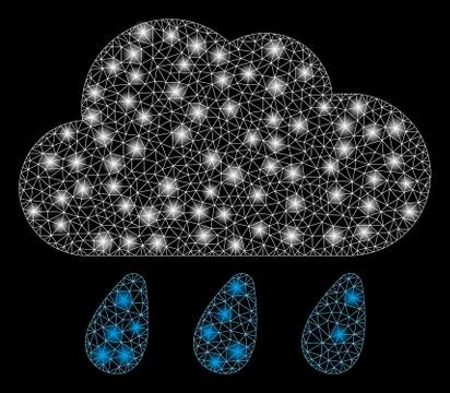 Glowing Mesh Carcass Rain Cloud with Flare Spots イラスト素材