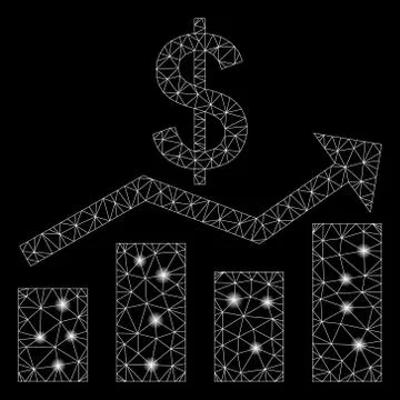 Glowing Mesh Carcass Sales Chart with Light Spots 库存插图