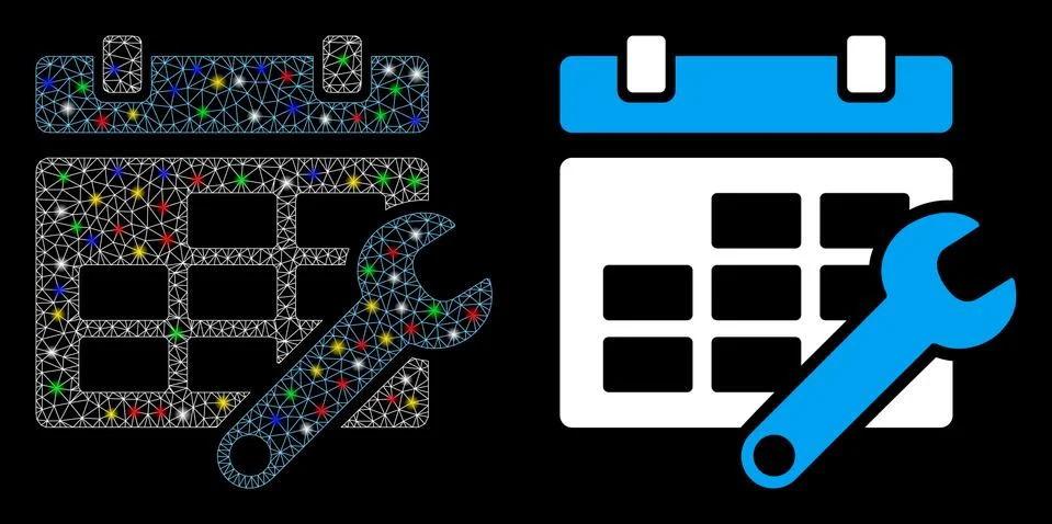 Glowing Mesh Carcass Timetable Options Icon with Flash Spots Stockillustratie