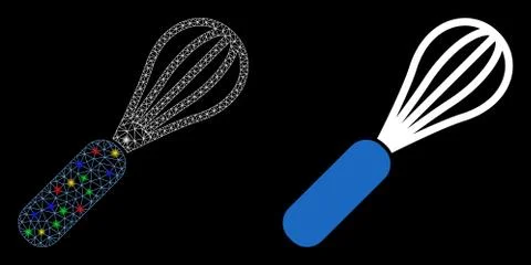Glowing Mesh Network Baking Beater Icon with Flash Spots Stock Illustration