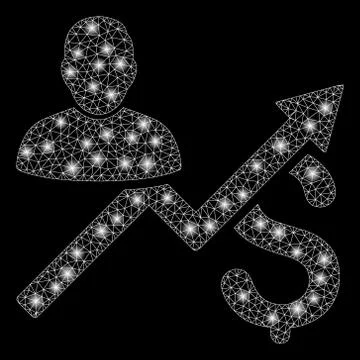 Glowing Mesh Network Client Sales Chart with Light Spots Illustrazione stock