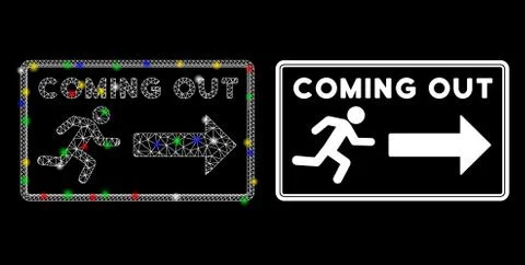 Glowing Mesh Network Coming out Rectangle Icon with Flare Spots 스톡 일러스트