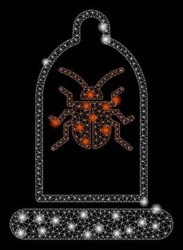 Glowing Mesh Network Condom Bug with Flare Spots Stock-Illustration