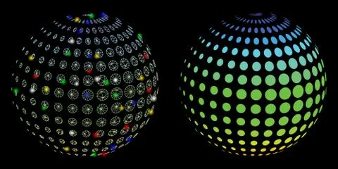 Glowing Mesh Network Dotted Halftone Sphere Icon with Light Spots Stockillustratie