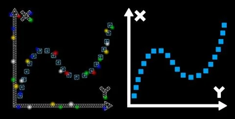 Glowing Mesh Network Dotted Plot Icon with Flash Spots Ilustración de archivo