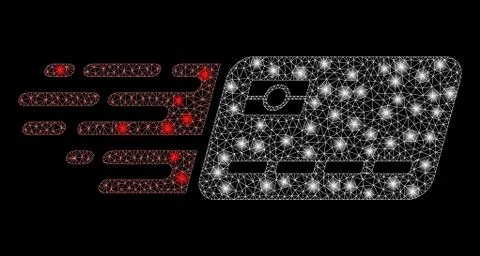 Glowing Mesh Network Express Banking Card with Flare Spots 스톡 일러스트