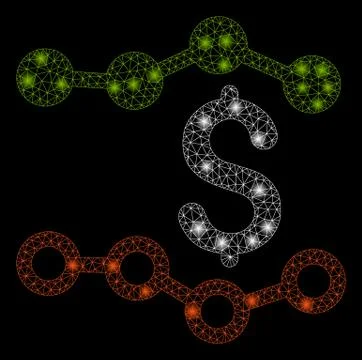 Glowing Mesh Network Financial Report with Flare Spots Illustrazione stock