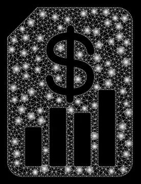 Glowing Mesh Network Financial Report with Flare Spots Illustrazione stock