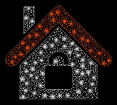 Glowing Mesh Network Locked Apartment with Flare Spots 스톡 일러스트