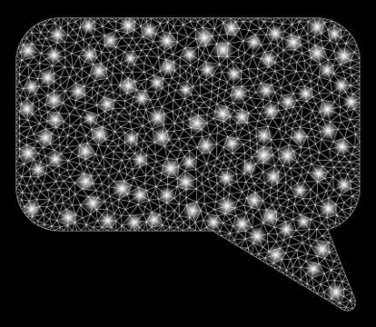 Glowing Mesh Network Message Cloud with Light Spots Illustrazione stock