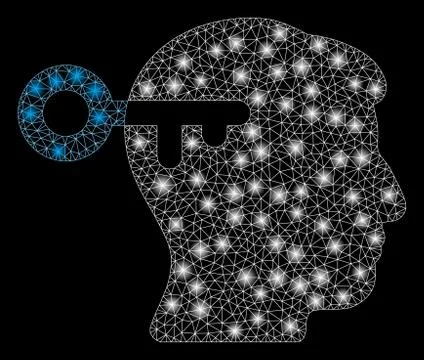 Glowing Mesh Network Mind Key with Light Spots Stock-Illustration