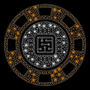 Glowing Mesh Network Processor Casino Chip with Flare Spots Stock Illustration