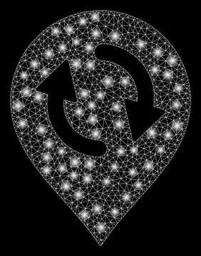 Glowing Mesh Network Refresh Map Marker with Flash Spots Illustrazione stock