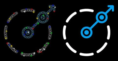 Glowing Mesh Network Round Area Exit Icon with Light Spots イラスト素材