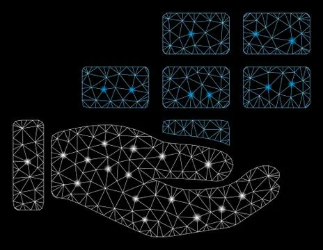 Glowing Mesh Network Schedule Service Hand with Flash Spots Stock Illustration
