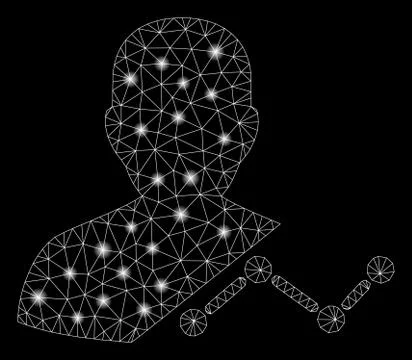 Glowing Mesh Network User Analytics with Light Spots Stock Illustration