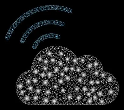 Glowing Mesh Network Wi-Fi Cloud with Flash Spots イラスト素材