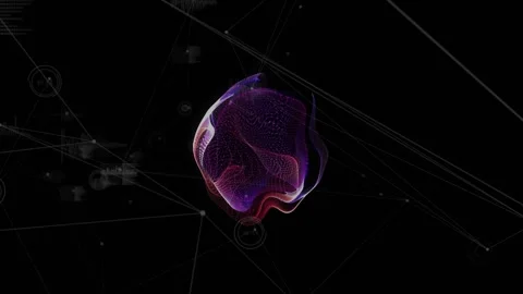 Glowing mesh orb reacting to technology data pulse, rotating, folding, pulsing, Stock Footage 332275514