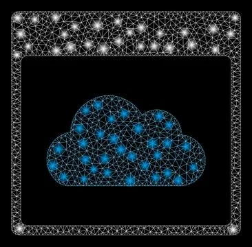 Glowing Mesh Wire Frame Cloud Calendar Page with Flare Spots Stock Illustration