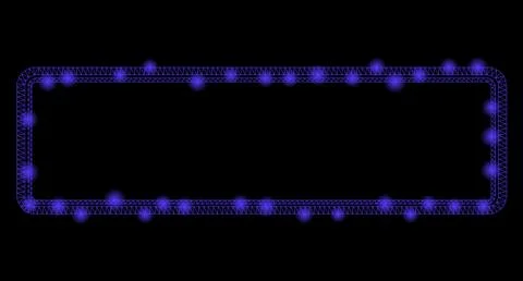 Glowing Mesh Wire Frame Double Rounded Rectangle Frame with Light Spots Stock Illustration