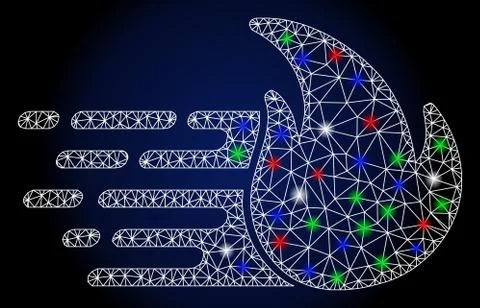 Glowing Mesh Wire Frame Express Fire with Flash Spots Stock Illustration