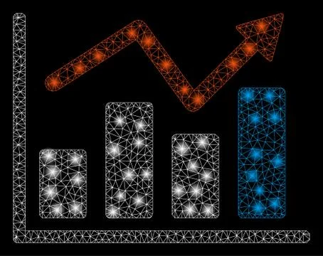 Glowing Mesh Wire Frame Graphs with Flare Spots イラスト素材