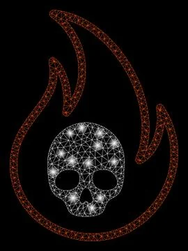 Glowing Mesh Wire Frame Hell Fire with Flare Spots イラスト素材