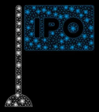 Glowing Mesh Wire Frame IPO Rectangle Flag with Flash Spots 스톡 일러스트