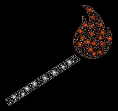 Glowing Mesh Wire Frame Match Fire with Flash Spots Stock Illustration
