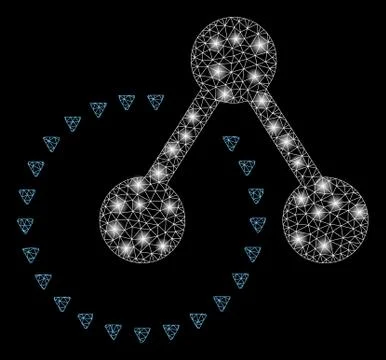 Glowing Mesh Wire Frame Molecule Structure Analysis with Flash Spots Illustrazione stock