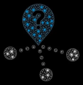 Glowing Mesh Wire Frame Place Question with Flare Spots Stock Illustration