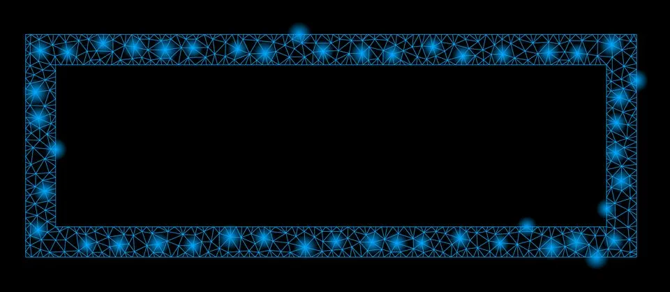 Glowing Mesh Wire Frame Rectangle Frame with Flash Spots Stock Illustration