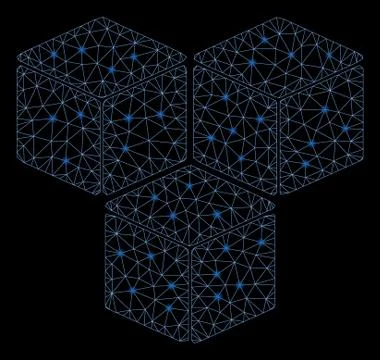 Glowing Mesh Wire Frame Sugar Cubes with Flash Spots Stock-Illustration