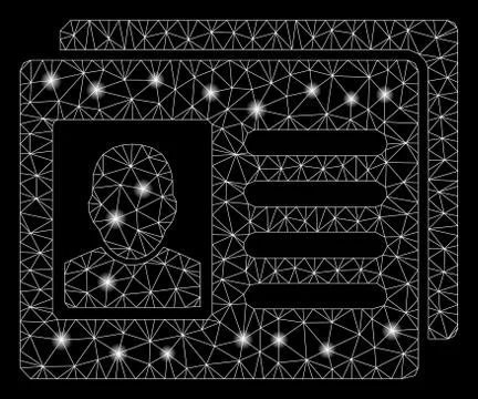 Glowing Mesh Wire Frame User Account Cards with Flash Spots イラスト素材