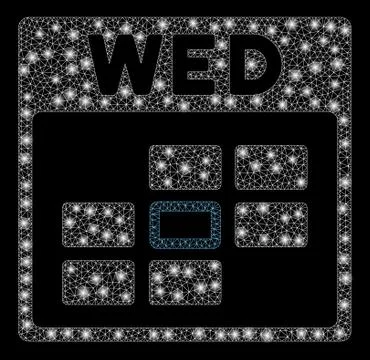 Glowing Mesh Wire Frame Wednesday Calendar Grid with Light Spots Stockillustratie