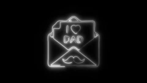 Glowing Message DAD Icon and Symbol in HD Video Neon Stock Footage 304560002