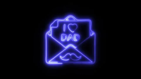 Glowing Message DAD Icon and Symbol in HD Video Neon Stock Footage 304560006