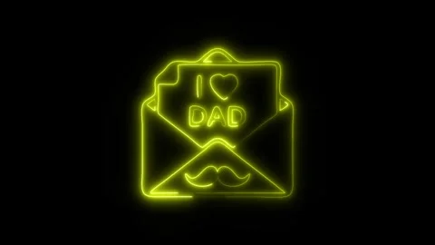 Glowing Message DAD Icon and Symbol in HD Video Neon Stock Footage 304560007