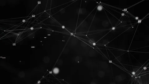 Glowing Messaging Icons Floating in Digital Space Stock Footage