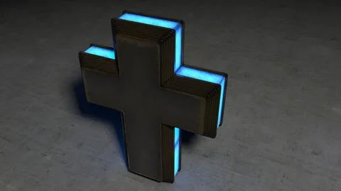 Glowing Metal Cross 3D Model